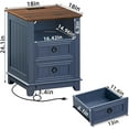 thumbnail image 5 of 18" Farmhouse Night Stand with Charging Station, 2 Drawers End Table Dresser for Bedroom, Blue Wooden Nightstand, Bed Side Table with Open Shelf, Bedside Cabinet for Living Room, Closet, 5 of 8