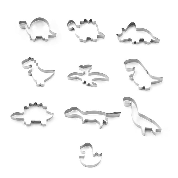 Juego de cortadores de galletas de dinosaurio, 10 piezas, cortador de galletas de dinosaurio para fiesta de dinosaurios para niños, galletas para el hogar, molde para pastel de chocolate, utensilios p