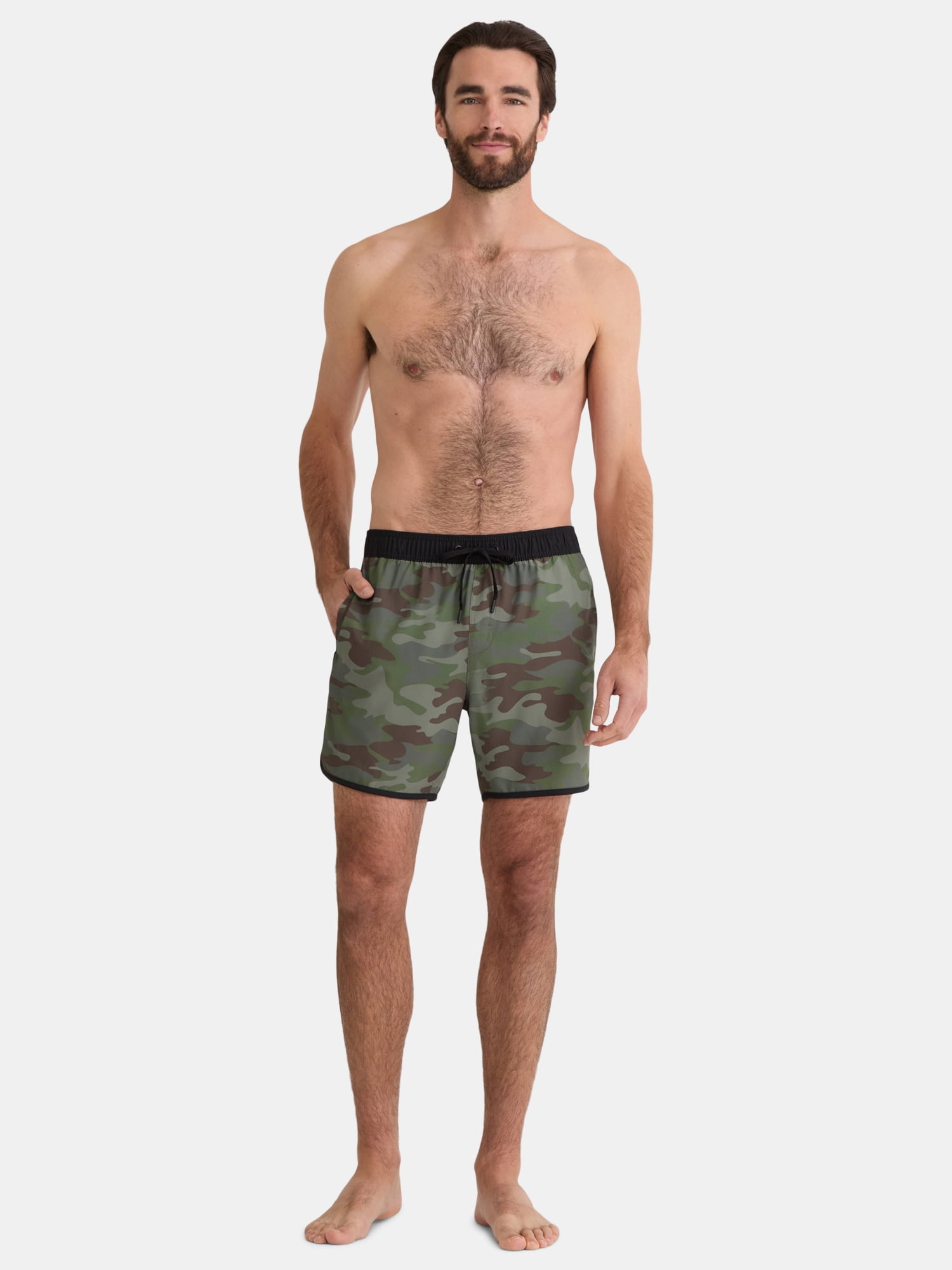 George Men's & Big Men's Dolphin Hem Swim Trunks, 7" Inseam, Size XS-3XL