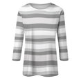 thumbnail image 5 of LWavelet Crew Neck Ombre Stripe Blouse Womens Plus Size 3/4 Sleeve Soft Loose Fit Versatile Top Gray L, 5 of 5