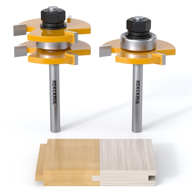 Juego de fresas para router REKCKRUL de 1/4" de vástago, cortador de madera de 3 dientes