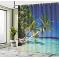 thumbnail image 5 of Ambesonne Tropical Shower Curtain, Exotic Maldives Beach, 69"Wx70"L, Fern Green Turquoise, 5 of 5