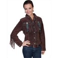 thumbnail image 1 of Scully L152-86-XS Ladies Fringe & Beaded Leather Jacket - Chocolate, Extra Small, 1 of 1