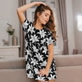 thumbnail image 3 of Uemuo Lilies Flowers Pattern Women’s Nightdress – Casual Sleep Shirt, Soft Relaxed Fit Short-Sleeved Cotton Sleepwear for Home, Bedtime, and Lounging, 3 of 6