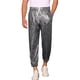 thumbnail image 1 of Pantalones Jogger Metálicos para Hombre con Cintura de Cuerda de Color Contrastante, Pantalones de Fiesta Disco Plateados 38, 1 of 1
