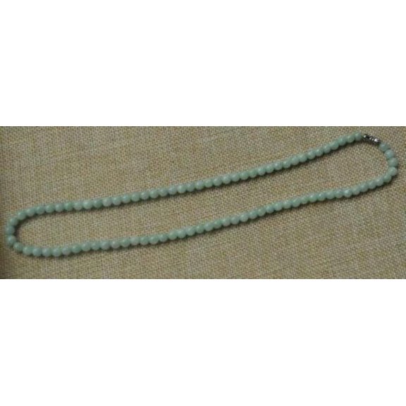 K-KED 21 inches 6mm Green Icy Jadeite Jade Gemstone Round Beads Necklace