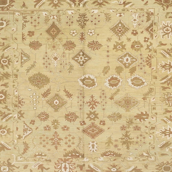 Ahgly Company Machine Washable Indoor Square Abstract Gold Area Rugs, 3' Square