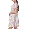 thumbnail image 2 of Easygdp Colorful Bunny para Vestido Transpirable de Mujer, Vestido Suelto de Manga Corta con Pliegues y Bolsillos para el Verano, 2 of 6