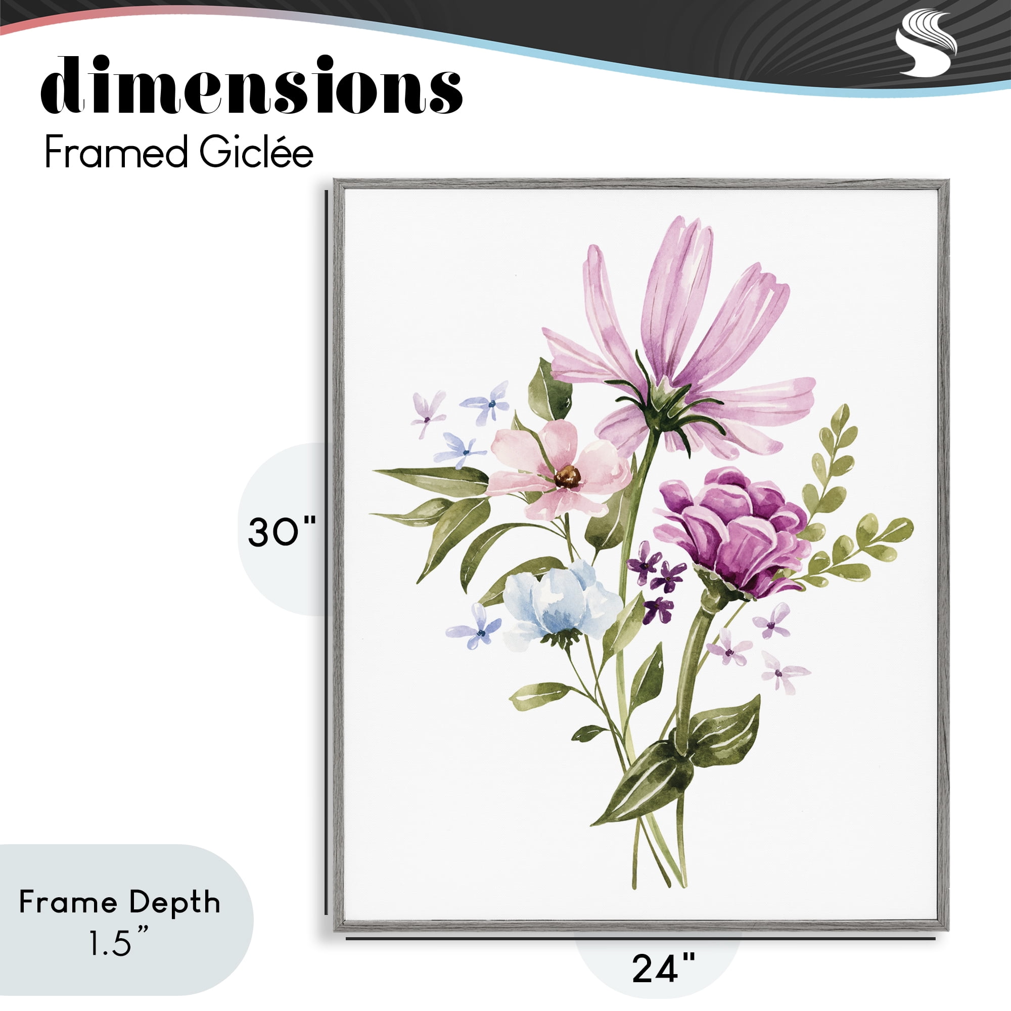 Stupell Industries Wildflower Fields Floral Bundle Gray Framed Giclee Art, design by Bethany Sandoval