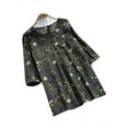 thumbnail image 2 of JustVH Women Cotton Linen 3/4 Sleeve Floral Ruch Pullover Shirt Blouses, 2 of 3