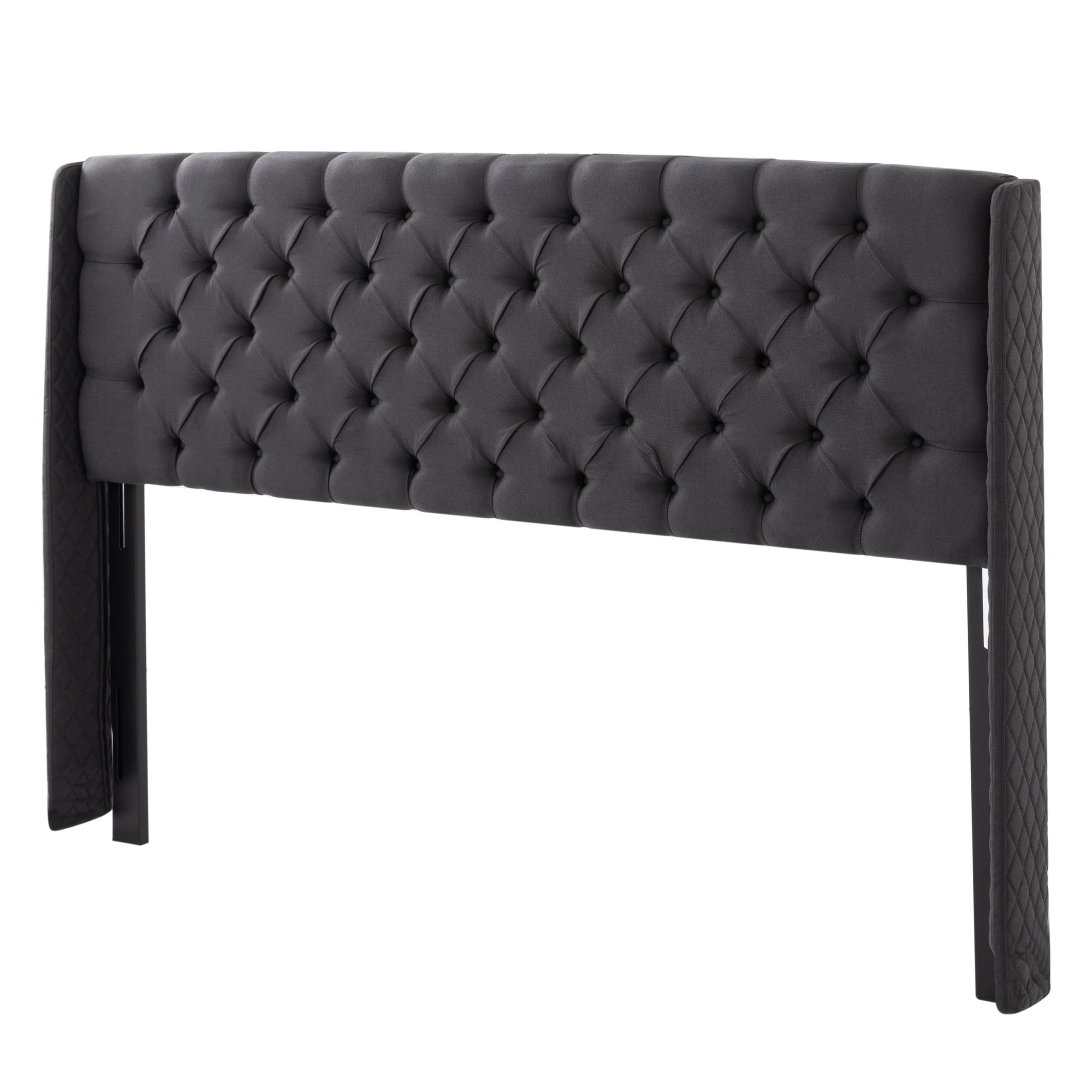 BSHTI Upholstered Headboard for King Bed, Linen Fabric, Tufted Button Design for Bedroom, Adjustable Foam Headboard for King Bed, Easy Assembly, Dark Grey