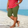 thumbnail image 2 of hlysgo Women's Leggings Capris Soft Comfy Plus Size Lightweight Breathable Short Workout Yoga Short Army Green,L, 2 of 5