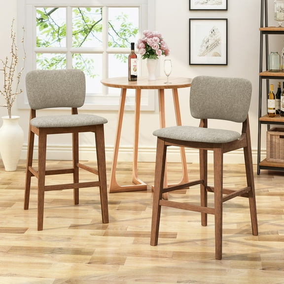 CoSoTower 2-Pack Mid-Century Modern Bar Stools - Rubber Wood Frame with Tapered Legs, Counter Height Stools for Kitchen or Lounge