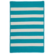 Stripe It Turquoise Indoor/Outdoor Rug, Square 6' x 6'