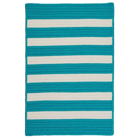 Stripe It Turquoise Indoor/Outdoor Rug, Square 6' x 6'