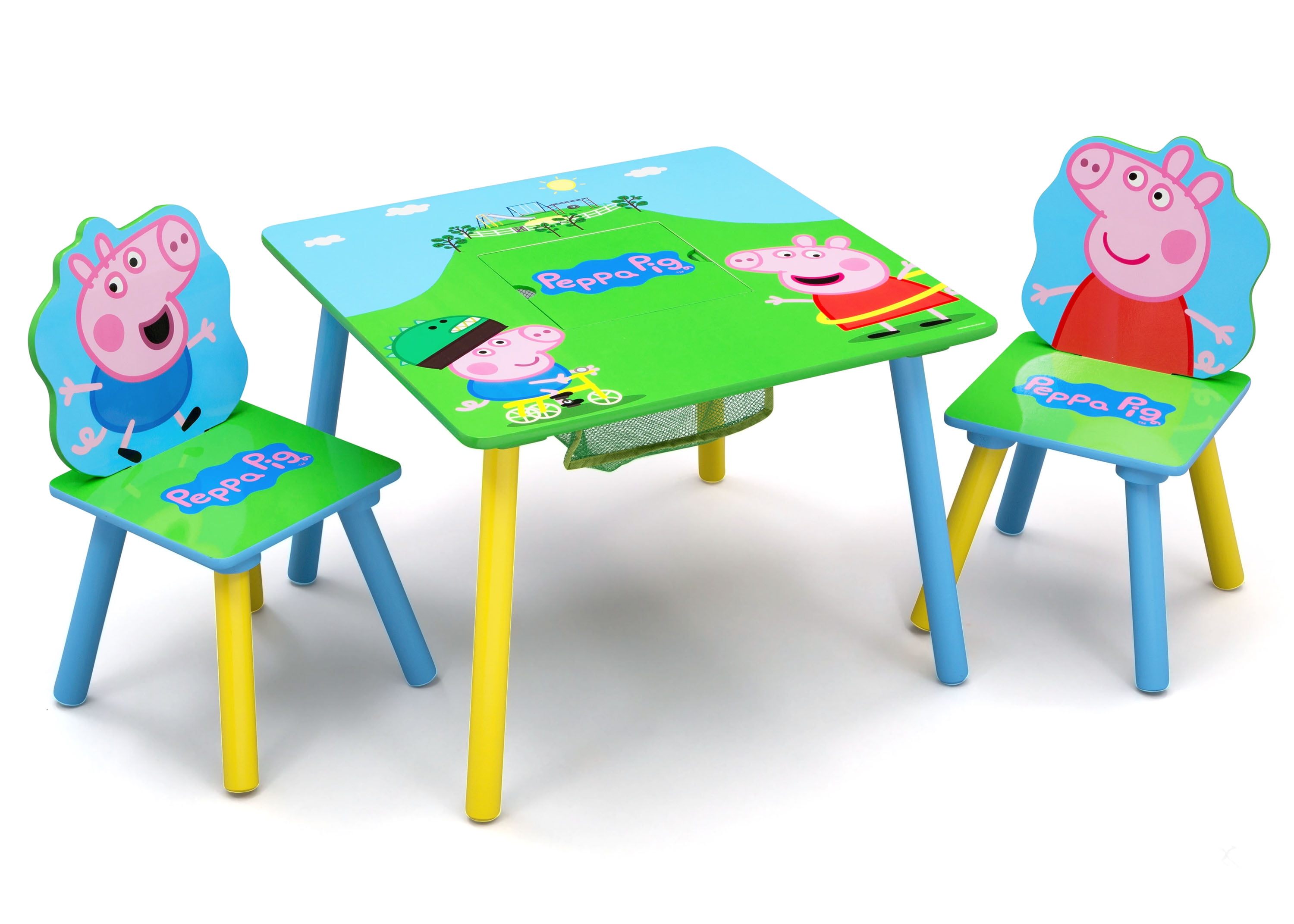 Peppa Pig Wood Kids Storage Table and Chairs Set by Delta Children