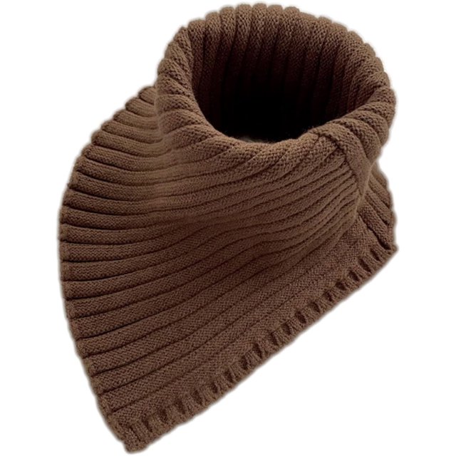 Women Winter Rib Knit Turtleneck Faux Collar Solid Color Detachable Triangular Scarf Wrap Windproof Neck Warmer