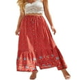 thumbnail image 1 of Womens Summer Fall Boho Floral Half Skirt High Waist A-Line Front Button Ruffle Beach Maxi Skirt S-XL, 1 of 7