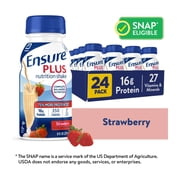Ensure Plus Meal Replacement Nutrition Shake, Strawberry, 16g Protein, 8 fl oz - 24 Pack