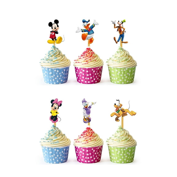 24x Classic Mouse Cupcake Toppers – Strong Picks Happy Birthday Décor, Cupcake Decorations for Kids' Birthdays