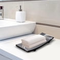 thumbnail image 4 of Bandeja decorativa de resina Bandeja de baño Cosméticos Jabonera Tamaño 22.5x10.3x2.6cm para arreglos de artículos de tocador Organizador de encimera , negro Soledad tocador de baño, 4 of 10