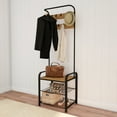 thumbnail image 2 of Lavish Home Entryway Bench with Coat Rack – Metal Hall Tree with Seat, Hooks, and Shoe Storage – Rustic Farmhouse Freestanding Mudroom Furniture, 2 of 7