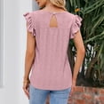 thumbnail image 5 of Elegante camiseta de manga corta con cuello en V sólido para mujer Blusa suelta Tops OAVQHLG3B Store lin121212, 5 of 5