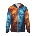 thumbnail image 1 of Balery Red And Blue Fire Lion Sudadera ligera de manga larga con capucha y protección solar UPF 50+ para hombre y mujer, ideal para pesca y running-Large, 1 of 7