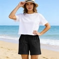thumbnail image 4 of Guluxicc Women's Cotton Shorts with Pockets Elastic Waist Straight Leg Running Performance Short Trousers for Everyday Gym Workout, 4 of 8