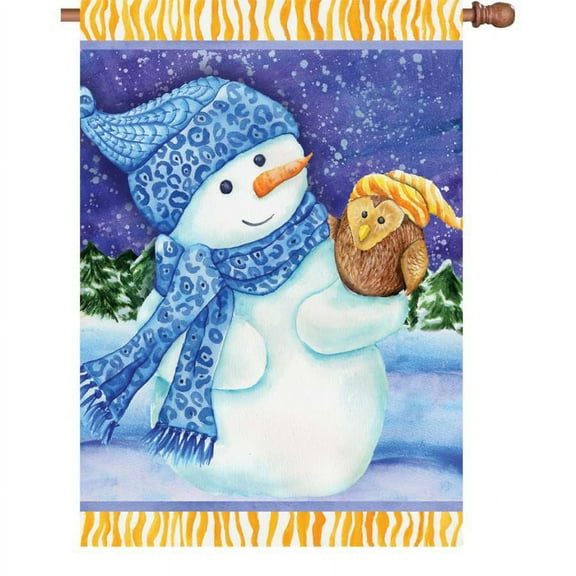Premier House Size Flag - Snowman And Owl