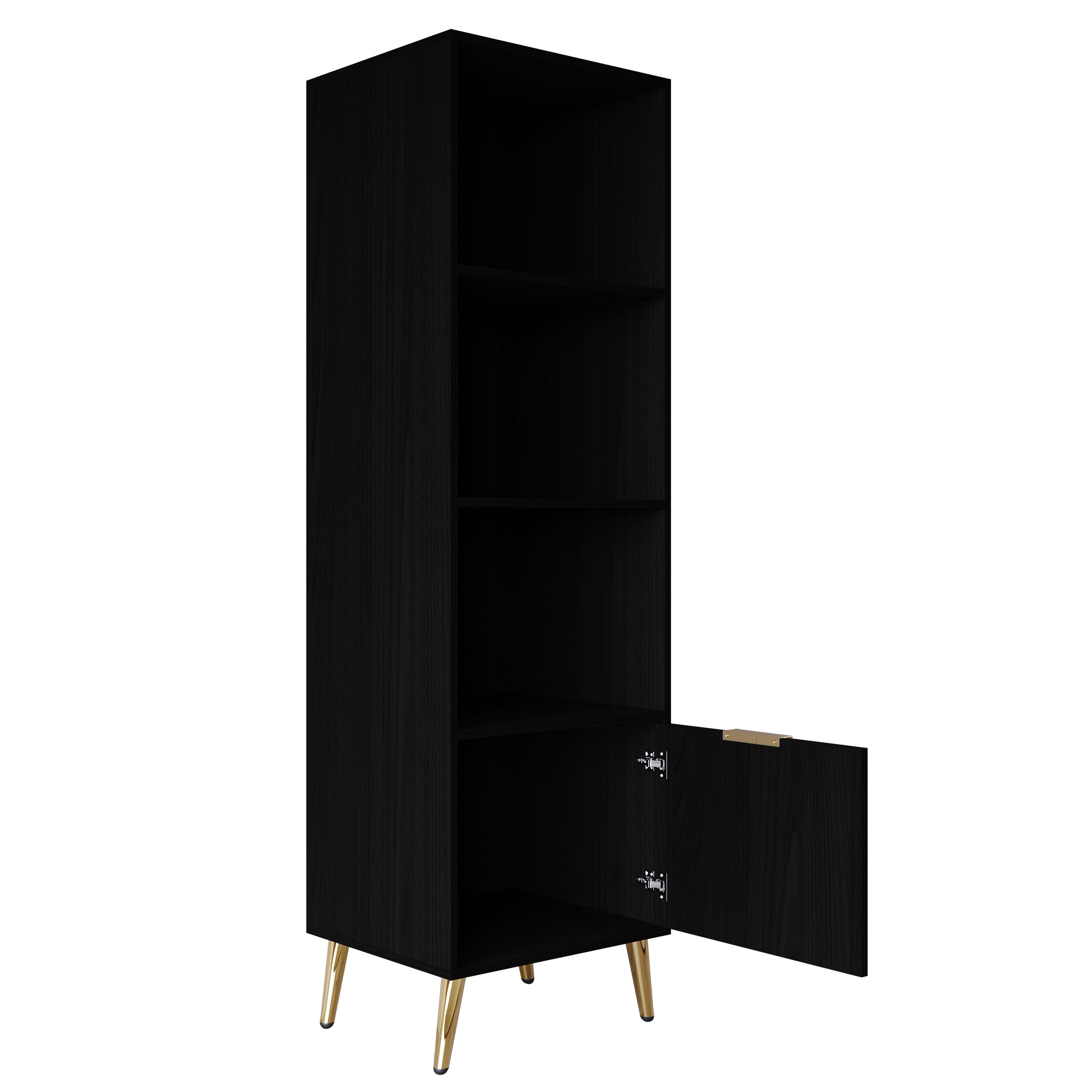 Castle Place Contemporary 4 Shelf Bookcase, Black