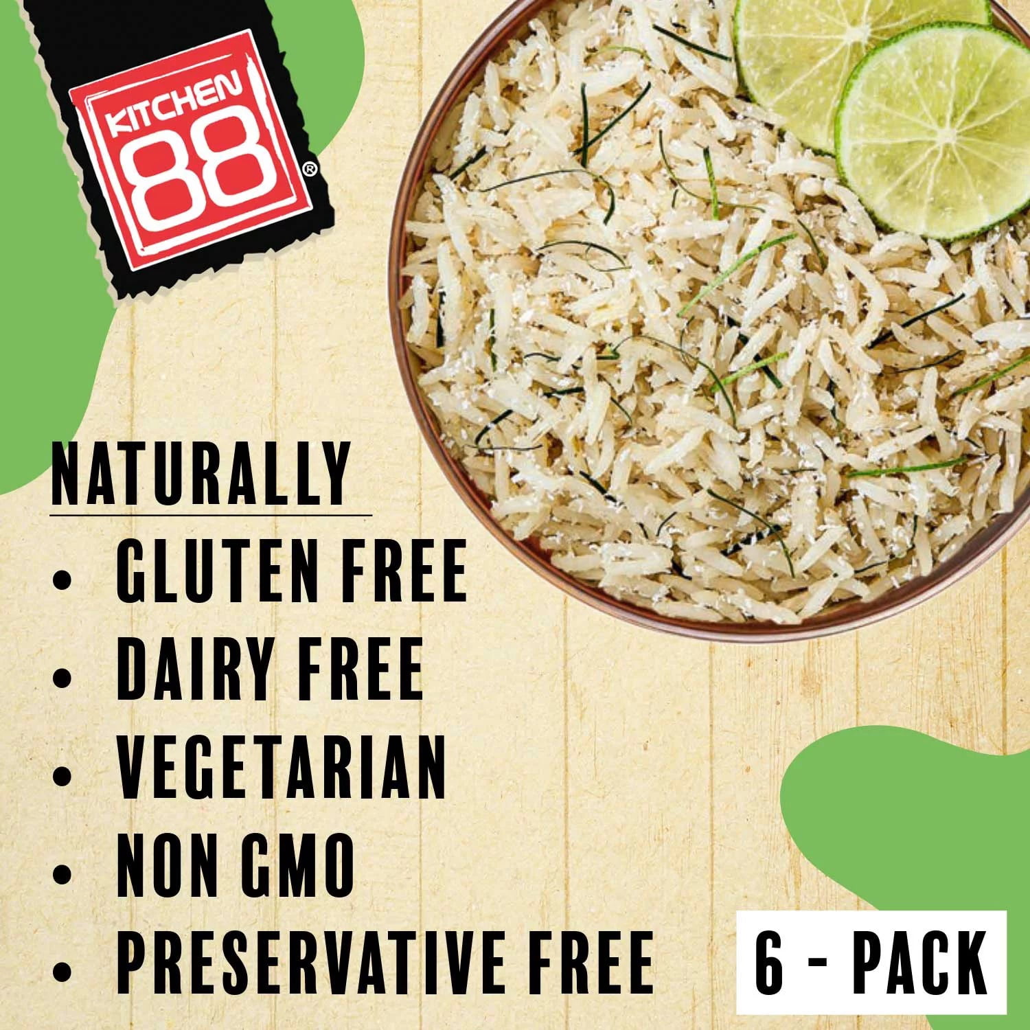 Kitchen 88 Coconut Lime Rice, 8.8 Ounce (Pack of 6)