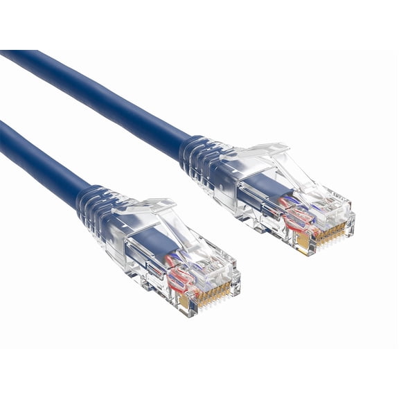 Cable Leader 20ft Cat6 Ethernet Patch Cable with Clear Boot, UTP, Pure Bare Copper, Blue
