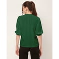 thumbnail image 4 of Moomaya Solid Puff Sleeve Tops, Band Collar, Semi-Formal Tops For Women, 4 of 9
