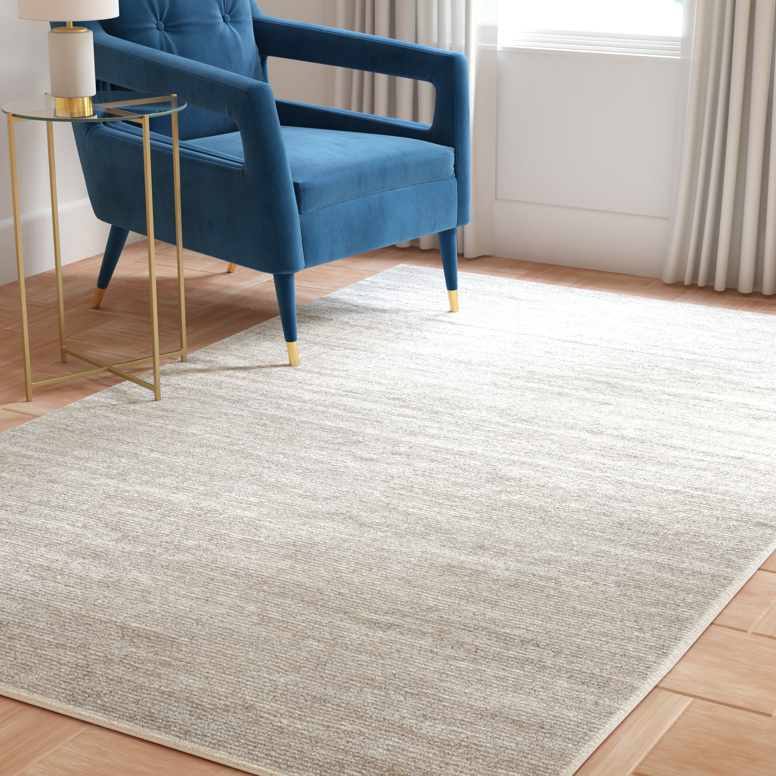 SAFAVIEH Adirondack Esmond Striped Area Rug, Ivory/Silver, 8' x 8' Square - Modern Design, Ivory & Silver, Ideal for Living Room, Bedroom, Dining Space