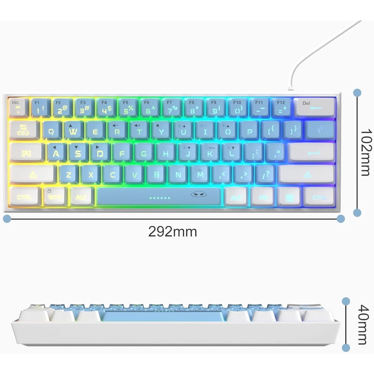 MageGee Mini 60% Gaming Keyboard, White Blue photo 7