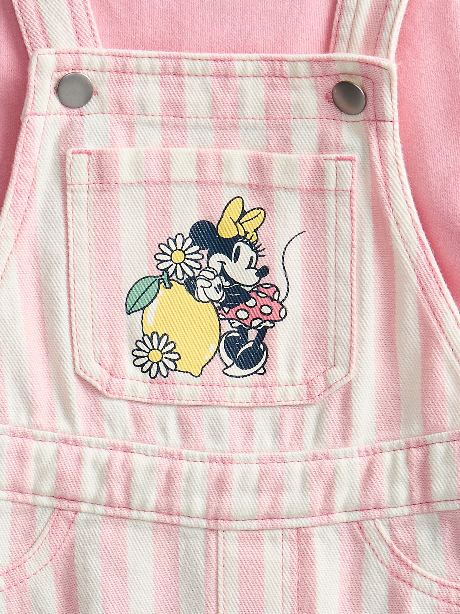 Minnie Mouse Toddler Girls Denim Shortall and Short Sleeve Tee Set, 2-Piece, Sizes 12M-5T