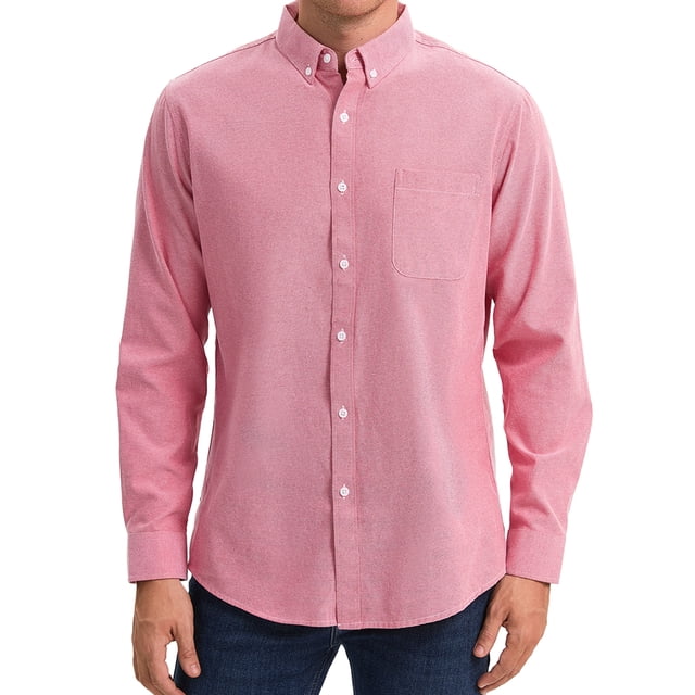 CAMISA DE NEGOCIO OXFORD DE MANGA LARGA PARA HOMBRE, CON CUELLO Y BOTONES, AJUSTE REGULAR, TALLA XL, ROJA