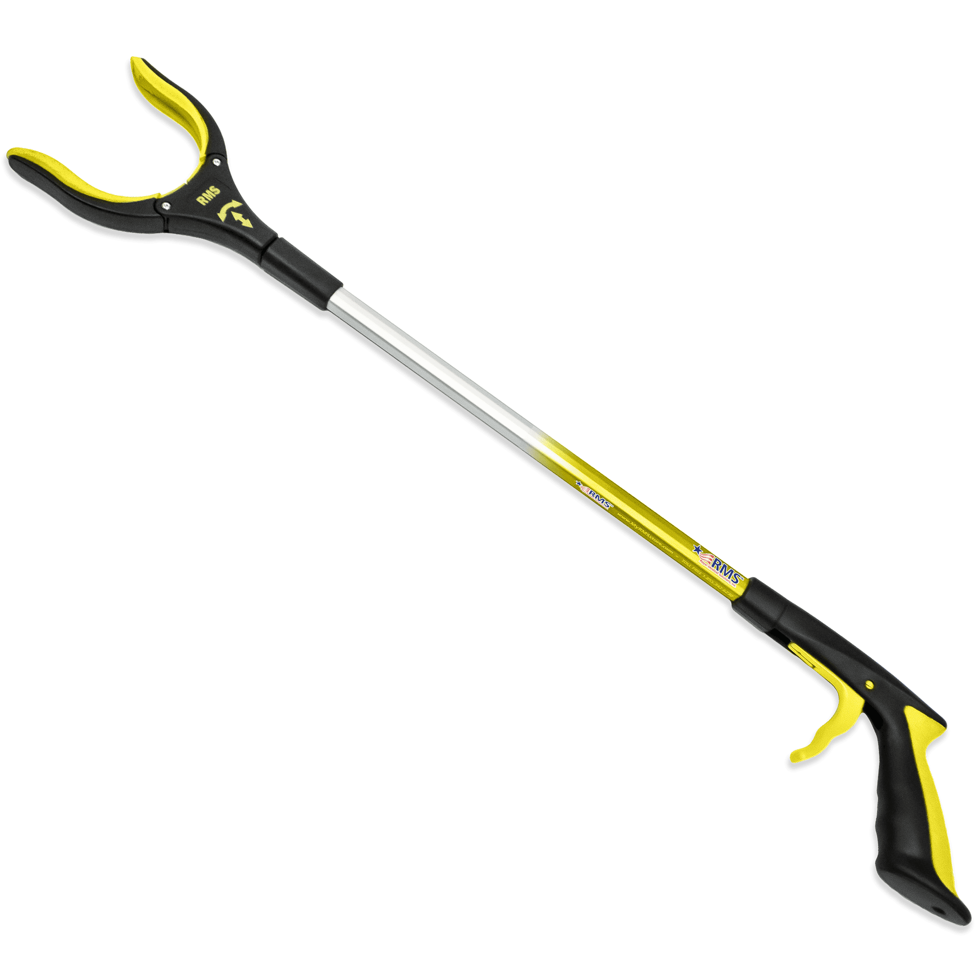 RMS Brand 34" Extra Long Grabber Reacher | Rotating Gripper Ideal for Wheelchair Disabled (Yellow)