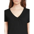 thumbnail image 6 of RealSize Women's Shirred V-Neck Tee with Short Sleeves, Sizes XS-3XL, 6 of 6