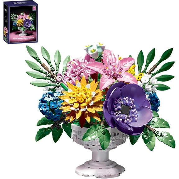 Remocguys Bouquet Building Sets Compatible with Lego Flowers Clusters Botanical Collection With Vase for Adults Girls 1081PCS