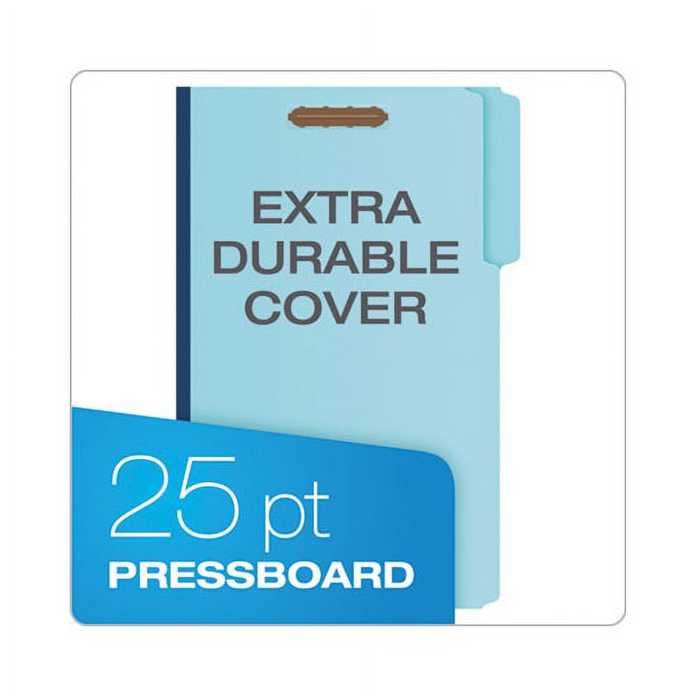 Heavy-Duty Pressboard Folders with Embossed Fasteners Legal Size, Blue, 25/Box
