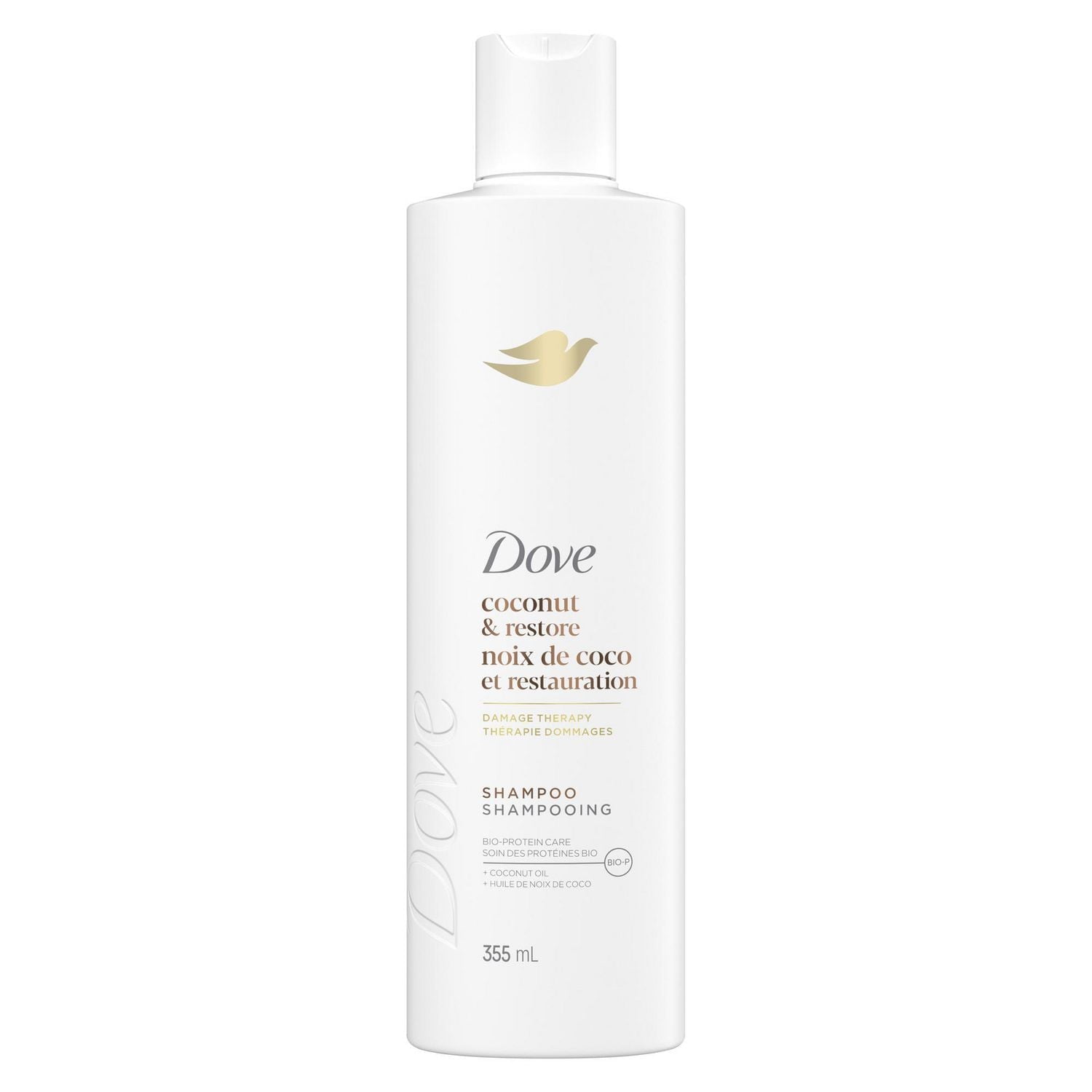Shampoing pour Cheveux Abîmés, Dove Huile de Coco & Restauration avec Soin Bio-Protéine Liquide, 355mL 355 ML