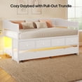 thumbnail image 7 of Twin Daybed with Trundle,Metal Sofa Bed Frame with LED Lights & Storage Drawers for Living Room Bedroom,White, 7 of 7
