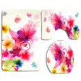 thumbnail image 1 of Juego de alfombras de baño ABPHQTO de 3 piezas mariposas adoran las flores, 1 of 2