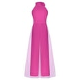 thumbnail image 3 of Yartina Kids Flower Girl Dressy Jumpsuits Wedding Party Girls Halter Sleeveless Wide Leg Rompers Hot Pink 10, 3 of 7