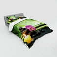 thumbnail image 3 of Ambesonne Spa Themed Bedding Set 3 Pcs, Orchid Leaves and Rocks, Twin XL, Apple Green and Fuchsia, 3 of 3