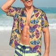 thumbnail image 7 of Rateoe Butterfly 3 Pattern Men’s Hawaiian Shirt – Short Sleeve Button-Down Tropical Beach Shirt, Lightweight & Breathable Casual Aloha Shirt with Pocket,X-Large, 7 of 7