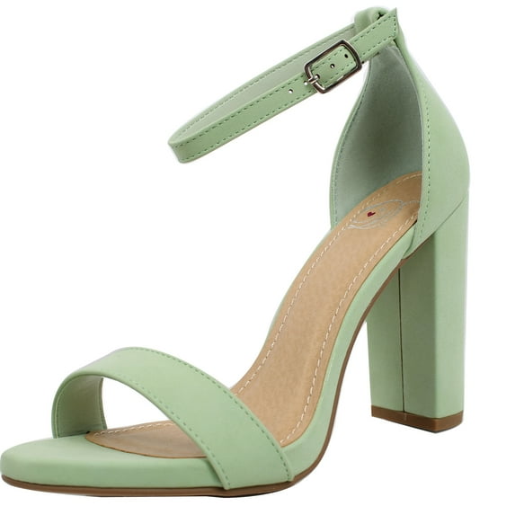 Soda Women's Open Toe Ankle Strap Block Heel, Mint, 10 M US
