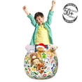 thumbnail image 3 of Garden Art Storage Toy Bag Chair, Scandinavian Style Illustration of Colorful Flowers and Abstract Shapes, Stuffed Animal Organizer Washable Bag, Large Size, Ivory Multicolor, by Ambesonne, 3 of 3